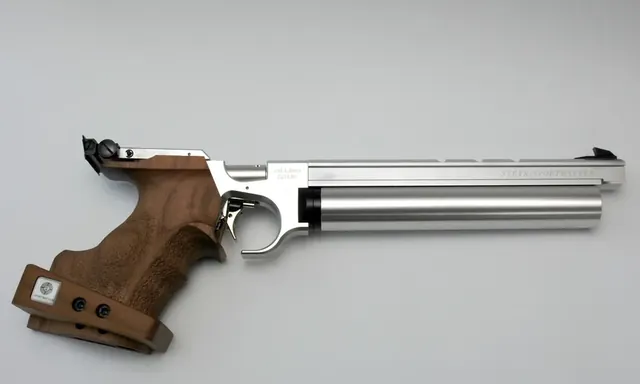 Steyr LP10 — pistolet pneumatyczny z chwytem sportowym.